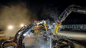 Eine Armada an Hydraulikhämmern