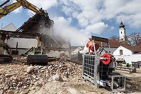 Mit mobilem »Hurrikan«- Turbinenwerfer in Karlsruhe