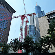 WOLFFKRAN: Drei W&Ouml;LFFE am OMNITURM im Frankfurter Bankenviertel