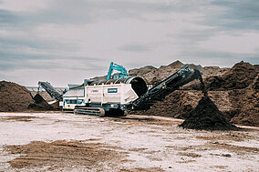 Raupenmobile Trommelsiebanlage konzipiert 