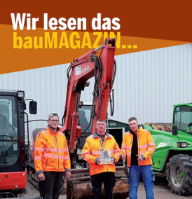 Walter Schreck (Mitte) mit seinen Söhnen Peter (li.) und Simon, Inhaber Baumaschinen Mietpark Walter Schreck, Aichstetten (Baden Württemberg) 