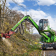 SENNEBOGEN: Optimierung der Verkehrssicherung und Baumf&auml;llung durch F&auml;llbagger    		     