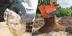 Mit Separator, Betonmischschaufel und Greifer