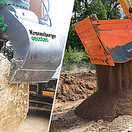 Mit Separator, Betonmischschaufel und Greifer