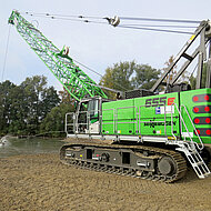 Schlotmann rekultiviert Kiesgrube mit dem Seilbagger Sennebogen 655E