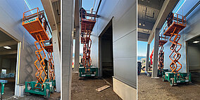 Fassadenmontage auf neun Metern Höhe