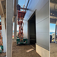 Fassadenmontage auf neun Metern H&ouml;he