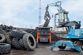 Arjes und HWH demonstrieren ­Altreifen-Recycling im Großformat