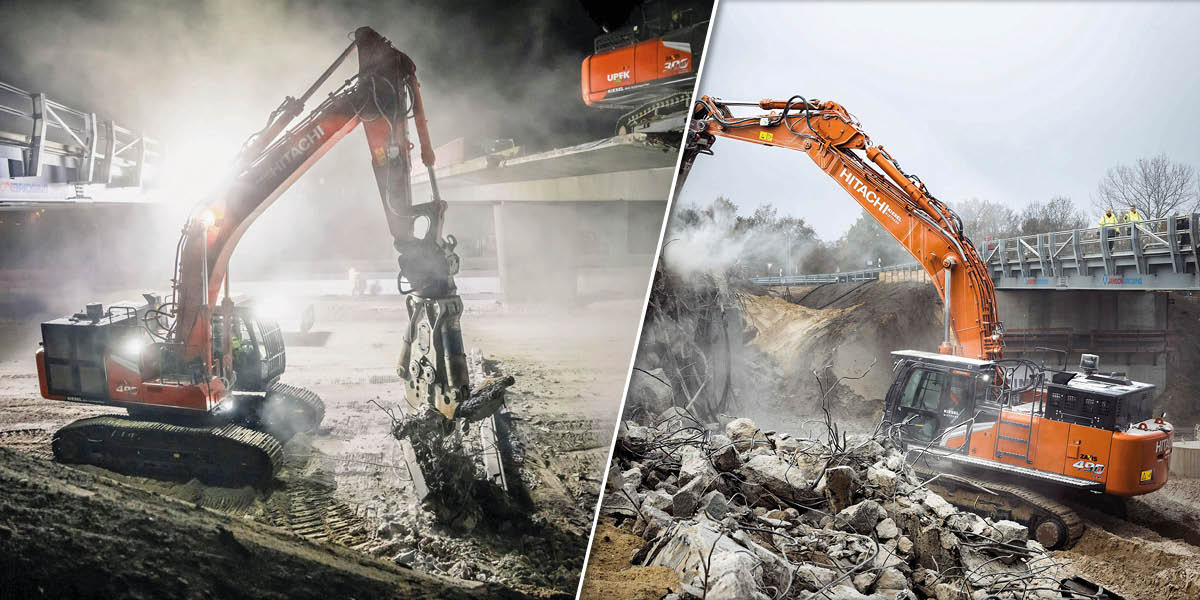 Bei Nacht und Nebel: Abbrucharbeiten auf der A1