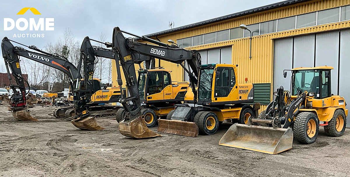 Moderne Erdbewegungsmaschinen aus Insolvenz: Online-Auktion in Schweden