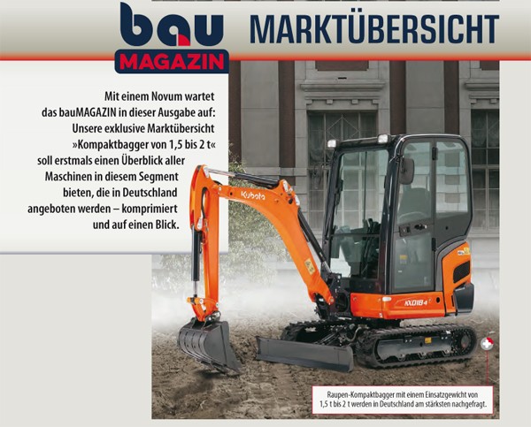 Marktübersicht »Kompaktbagger von 1,5 bis 2 t«